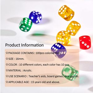 Lot de 16 capuchons de valve en acrylique colorés de 16 mm pour jeux de société et aides pédagogiques - Product Image 1