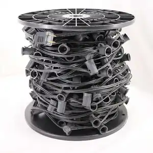 Black Wire Commercial Grade C7 1000ft Spool 12" Spacing Lights