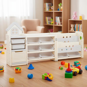 Organiseur de rangement pour jouets d'enfants, 4 niveaux, bacs en plastique, 69-72 pouces, pour chambre, salle de jeux, crèche, bureau, avec tiroirs et étagères - Product Image 2