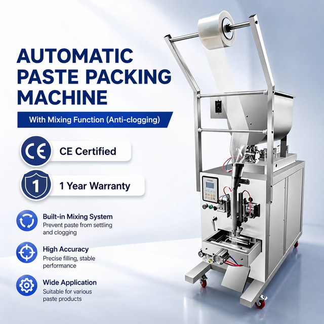 Automatic Paste Packing Machine with Mixer Stirrer for Pouch/Film/Plastic Packaging High-Accuracy Filling & Sealing