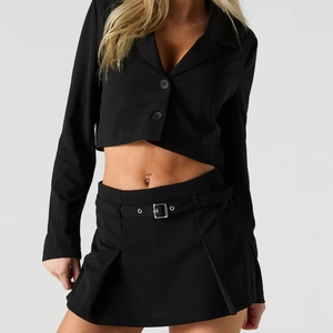 Conjunto de Dos Piezas Formal e Informal OEM en Oferta, Traje Elegante Personalizado para Mujer, Blazer Corto con Corsé y Falda Corta de Manga Larga - Product Image 3