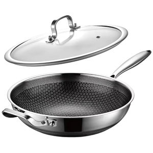Juego de utensilios de cocina <span class=keywords><strong>Wok</strong></span> Edelstahl de acero inoxidable de 32cm de alta calidad con tapa - Product Image 1