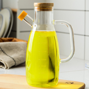 Grande capacité 650ml Pot à huile en verre borosilicaté poignée distributeur d'épices classique cuisine ménage vinaigre sauce soja échelle - Product Image 1
