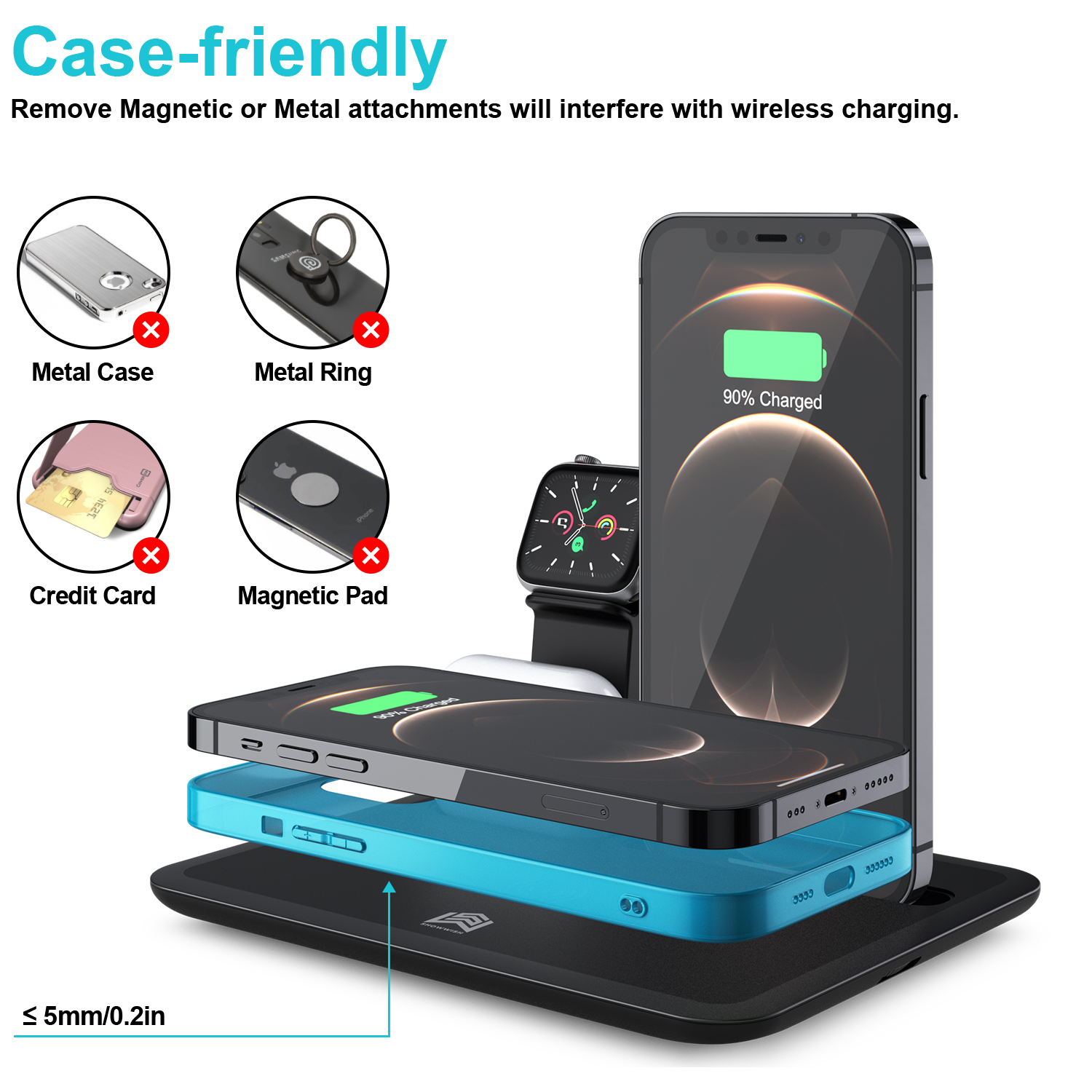 Portable charger fast phone charging station mobile custom logo phone charger for Apple Watch and for Airpods