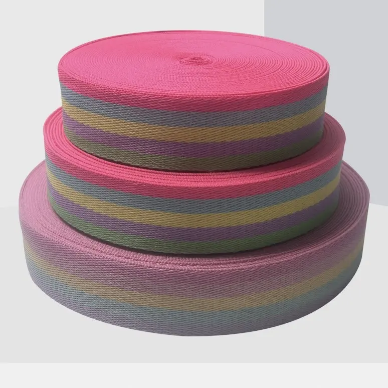 Any width color striped polyester eco-friendly PP polypropylene webbing sewing accessories recyclable high quality