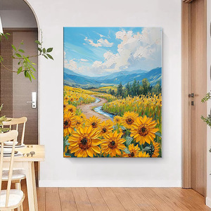 Hand Painted Sunflower Field Oil Painting Landscape Art For Living Room Wall Decor Impressionism Style 100% Handmade No <b>Frame</b> - Product Image 4