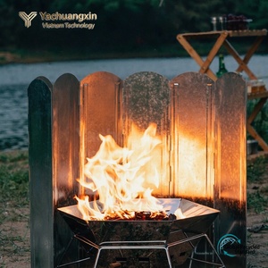 Metal Folding <b>Fire</b> <b>Pit</b> Windscreen Outdoor <b>Camping</b> Campfire Protection Shield All Seasons Use - Product Image 6