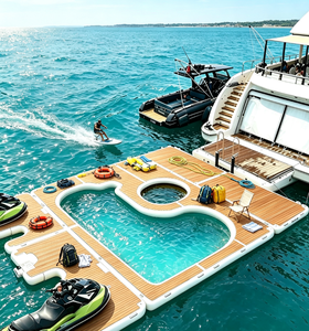 Plateforme flottante gonflable durable, design personnalisé, île aquatique en PVC pour les loisirs sur le lac, la mer et la plage - Product Image 1