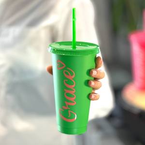 Bicchieri Personalizzati in Plastica per Matrimoni <span class=keywords><strong>con</strong></span> Coperchio e Cannuccia, Bicchieri in PP Personalizzati per Matrimoni e Feste di Compleanno <span class=keywords><strong>con</strong></span> Nomi - Product Image 2