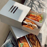 Barquette et Boîte en Papier Kraft Blanc Personnalisées et Jetables, Sans Plastique, pour Frites, Hot-Dogs, Emballage Alimentaire à Emporter, Restauration Rapide
