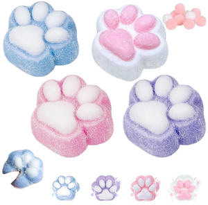 Jouet anti-stress Patte de chat 4 pièces, en TPE souple, sensoriel, rebondissant et extensible pour filles de 8 à 13 ans - Product Image 1