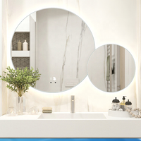 Miroir de salle de bain LED double rond combiné, mural, à commande tactile, anti-buée, miroir de vanité intelligent pour la maison, l'hôtel, la salle de bain