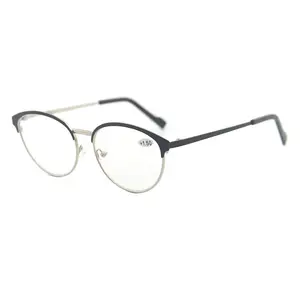 Halber Rahmen bequeme Lesebrille Männer Frauen hochwertige Lesebrille Metall runde Rahmen Presbyopie Brille