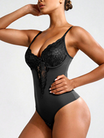 Body gainant antibactérien en nylon avec dos en dentelle, effet ventre plat et remonte-fesses, prêt à être expédié