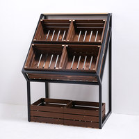 Zware stalen en houtproducten displaystandaard, 3-Tier schaats fruitrek met verwijderbare kratten, 970x650x1380mm