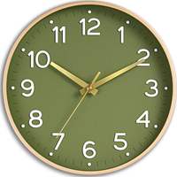 Jam Dinding Kayu Modern Laris Manis 12 Inch Baterai, Tanpa Suara Tik-tok, Analog, Dekoratif untuk Dapur