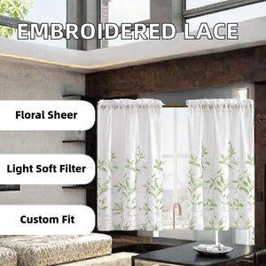 Rideaux en dentelle brodée de haute qualité, demi-rideaux décoratifs pour la maison, broderie florale moderne, écologiques, pour salon d'été - Product Image 2