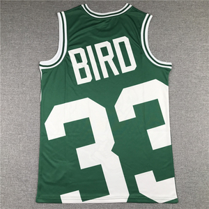 2025 sezon yeni stiller ve sıcak satış basketbol erkek işlemeli dikişli yeşil siyah beyaz #33 Larry kuş <span class=keywords><strong>Celtics</strong></span> formalar