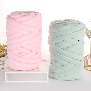 Cynthia Velvet Super Chunky Knit Roving Yarn Vegan Cotton Velvet Tube <b>Thick</b> Yarn for Hand Arm Knitting Blanket - Product Image 4