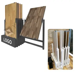 YIDU Custom Factory Porcelain Slab Marble Rotatable Rack Special Wood Flooring Metal Display Stand With Spin Panels