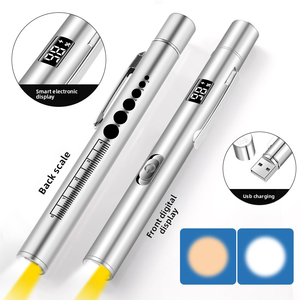 便携式液晶铝合金迷你二合一 LED 白色/黄色笔灯手电筒 USB 可充电应急照明 IP54 - Product Image 6