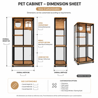 Meuble commercial pour chat avec armoire de présentation roulante et arbre à chat intégré, incluant un espace de rangement pour litière, avec designs 3D gratuits