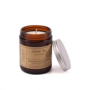 Vela Aromática con Aroma a Té de Litchi, Hecha Artesanalmente con Cera de Soya, Vertida a Mano en Frasco de Vidrio Clásico, Aromaterapia, Decoración para el Hogar - Product Image 2