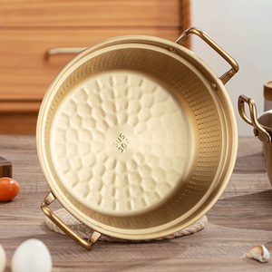 Usine en gros de haute qualité coréen 304 double oreille <span class=keywords><strong>pot</strong></span> à soupe cuisinière à batterie à gaz spécial en acier inoxydable <span class=keywords><strong>pot</strong></span> de nouilles instantanées - Product Image 4