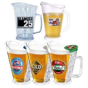 Stackable 30 /38/ 60Oz Bening Transparan Plastik BPA Gratis Kendi Pitcher Pitcher Bir Plastik dengan Pegangan