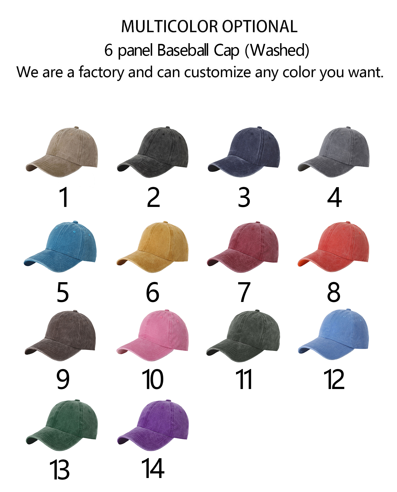 Gorra de béisbol de 6 paneles (lavada)