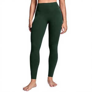 Women's High Waist Full Length <b>Leggings</b> Solid Dark <b>Green</b> Stretch Knitted Seamless Yoga Workout Wear All Seasons - Product Image 1