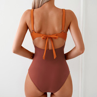 Maillots de bain écologiques en nylon à épaules dénudées et manches bouffantes pour adultes et enfants, en stock, vente en gros J2414