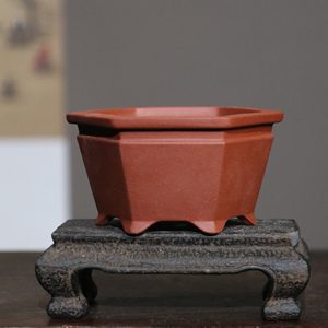Maceta Hexagonal de Arcilla Morada, Tamaño Pequeño, Estilo Chino, para Escritorio - Product Image 1