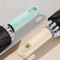 Parapluie pliant inversé automatique avec revêtement noir, bande réfléchissante, coupe-vent, imperméable, cadeau, vente en gros, fabricant chinois