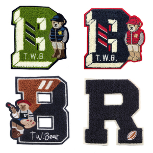 Bear Logo Designer Custom Letters Embroidery Shirt Iron-On Customized Patch Embroidered <b>Large</b> Xl Chenille Patches For Clothes - Product Image 1