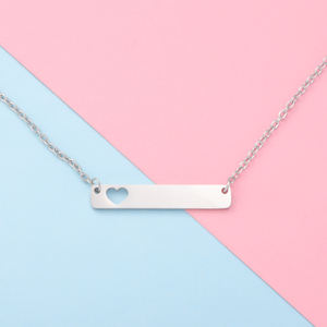 Grandi Offerte Collana da Donna <span class=keywords><strong>con</strong></span> Ciondolo a Barra e Cuore Cavo Placcato Oro 18k in Acciaio Inossidabile <span class=keywords><strong>con</strong></span> <span class=keywords><strong>Nome</strong></span> Personalizzato Inciso - Product Image 5