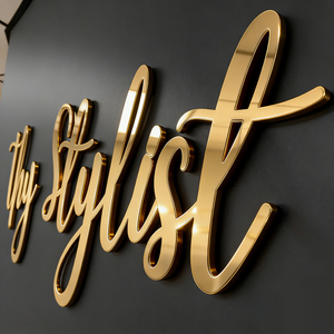 Lettres 3D personnalisées pour enseignes de magasin en extérieur, lettres dorées polies pour l'intérieur des bureaux, lettres en métal acrylique pour les murs, enseignes de hall d'entrée - Product Image 5