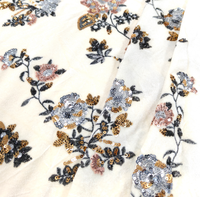Tissu en velours noir de luxe avec broderie florale 3D en sequins or/argent/or rose, fait main, poids moyen, tissé, pour mariage, filles et garçons