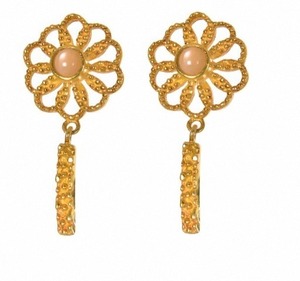 Boucles d'oreilles en argent sterling 925 à prix économique plaqué or 18 carats, pierre de lune rose, cadeaux de mariage en forme de fleur mignonne pour les fêtes - Product Image 3