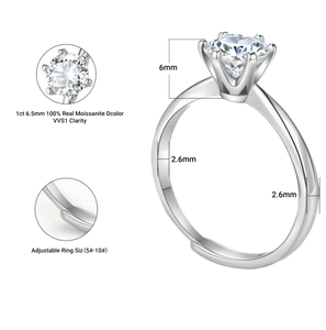 Bague de Fiançailles et de Promesse en Argent Sterling 925 Plaqué Or Blanc 14K avec Diamant Moissanite VVS Certifié GRA 1 Carat pour Femme - Vente en Gros - Product Image 2