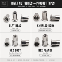 Boulons personnalisés M2 M2.5 M3 M4 M5 M6 M8, rivets pleins en acier inoxydable 304, rivets à tête plate AL, rivets GB 109 de 3/8 de longueur