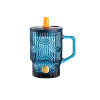 Hxglass – Tasses en verre bleu nuage pour eau, thé, lait, café, avec paille, isolation thermique, surface gaufrée, coffrets cadeaux de luxe pour femmes