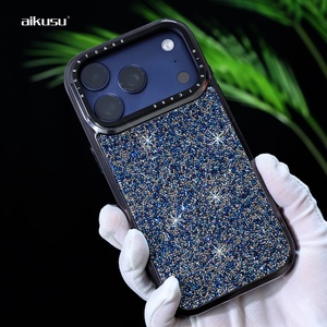 Étui de téléphone Aikusu de luxe en cristal brillant électroplaqué pour iPhone 17 Pro Max, étui de téléphone coréen INS en diamant pour iPhone, coques Air - Product Image 5