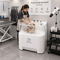 Baignoire SPA pour animaux de compagnie en verre acrylique renforcé de fibre de verre, baignoire de lavage pour chiens avec hydrothérapie et ozone pour salon de luxe
