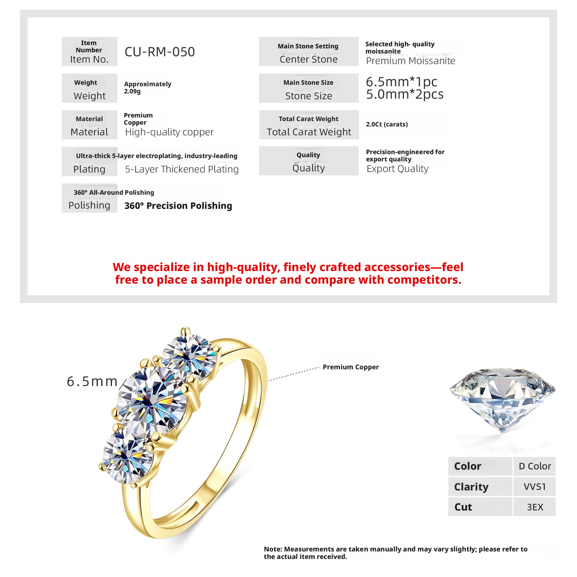 Moissanite+GRA Certificate-Gold
