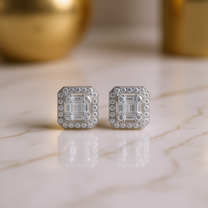 Orecchini in Oro Bianco con Diamanti Taglio Smeraldo, Colore D Naturale, Certificati GIA, Gioielli Classici da Sposa per Donna - Product Image 2