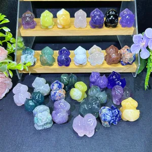 Mini Carvings Crystal Crafts Hand Carved Natural Product Polishing Fluorite Small Size Mixed Bulbasaurs For Gift