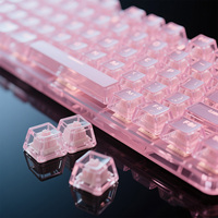 Keyboard Kantor/Gaming 130-Key Ultra-Transparan PBT Anti-Kuning yang Dapat Disesuaikan dengan Keycaps Kristal Pink Profil 60%-100% OEM/MDA