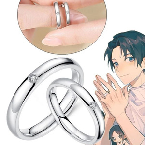 Mercancía del Anime Jujutsu Kaisen, Anillos de Pareja a Juego de <span class=keywords><strong>Yuta</strong></span> <span class=keywords><strong>Okkotsu</strong></span> y Rika, Anillos de Compromiso y Boda de Oro con Circonita, Estilo Abierto Simple - Product Image 4