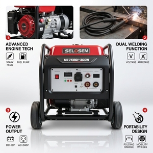 Générateur de soudage à essence AC 5 kW, courant 230 A, démarrage manuel/automatique, machine de production d'énergie 25 L, HS6900-300A *Générateur de soudage spécialisé - Product Image 5